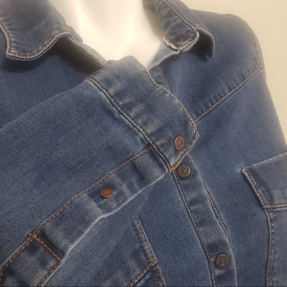 🧩Handcrafted Denim Pull&Bear Collared Blouse - Picture 3 of 7